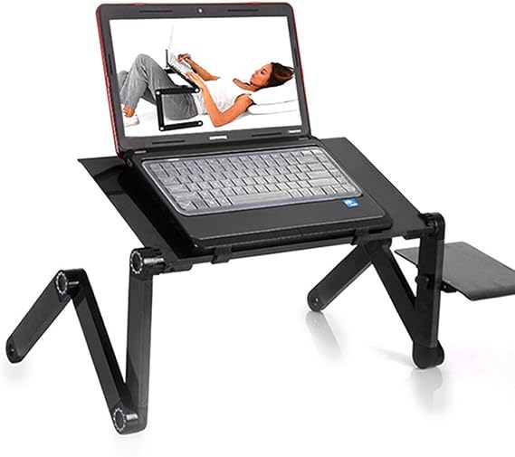 Goten Portable Home Use Assembled Folding Table,360 Free Adjustable Laptop Stand,Multi-Function Home Working Desk for PC,Size 18.9"x10.24" Black