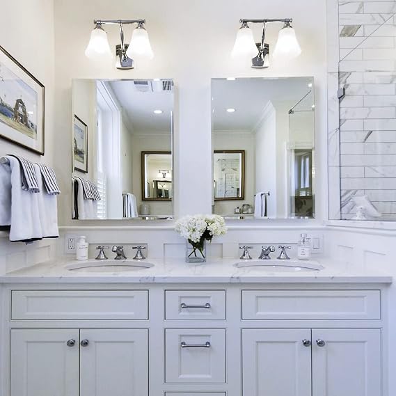 Chende 2 Pieces Bathroom Wall Mirror, 24" x 30" Rectangle Beveled Mirror with Beveled Edge, Modern Frameless Vanity Mirror for Bedroom, Entryways, Washrooms, Living Rooms