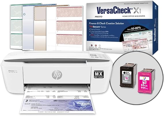 VersaCheck HP DeskJet 3755 MXE MICR Check Printer Presto Check Printing Software Bundle