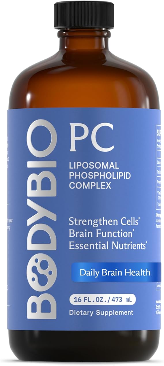 BodyBio PC - Phosphatidylcholine for Brain Health, Mental Clarity, Cognitive Function, Cellular Repair & Healthy Aging, Phospholipid Complex Supplement for Gentle Daily Detox 16 FL OZ