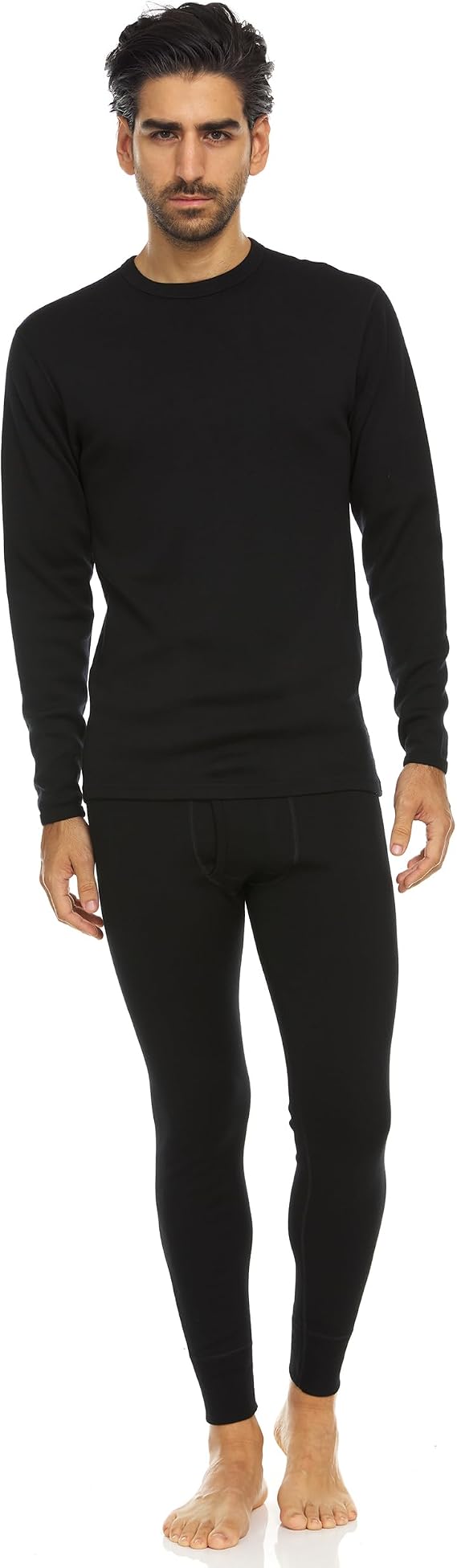 100% Merino Wool - Men's Heavyweight Top and Bottom - Thermal Base Layer Set - Black - 3X-Large