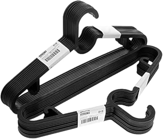 IKEA SPRUTTIG – Hafif plastik askı, elbise askısı, renk, siyah, 39 cm, 20 adet