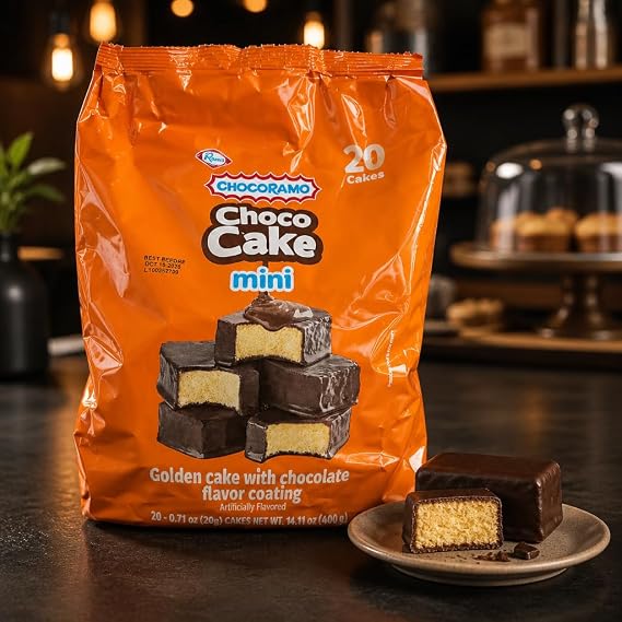 Chocoramo Choco Cake Mini, Golden Cake with Chocolate Coating, 20 Cakes, 14.11 oz Colombian