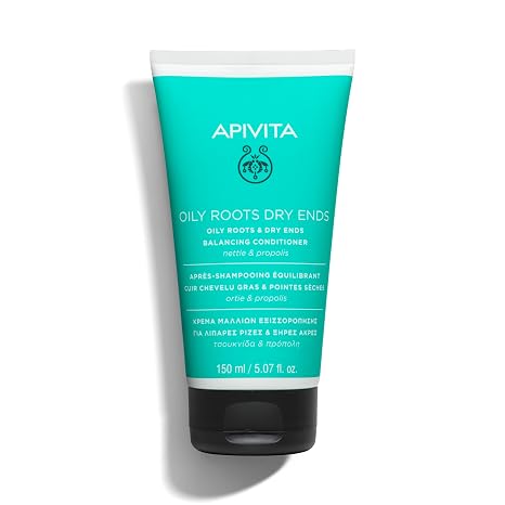 Apivita Oily Roots & Dry Ends Balancing Conditioner | Balances, Hydrates & Moisturizes Hair with Nettle & Propolis