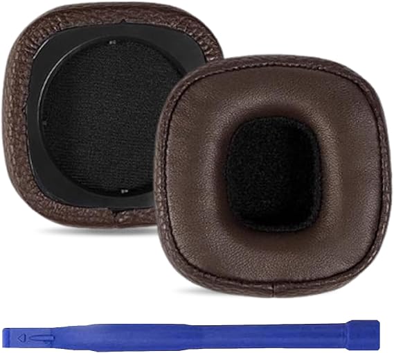 Replacement Ear Pads with Marshall Major IV Earphones, The Ear Cushions Are Made Of Elasticated Foam And Protein Leather, Soft And Comfortable (Brown)
