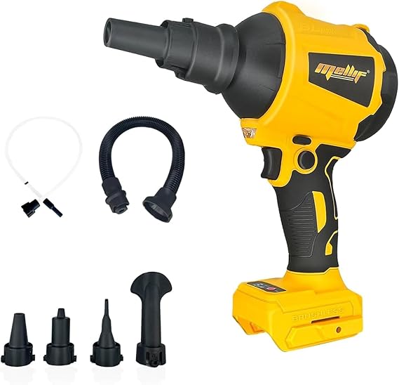 Cordless Compressed Air Duster Compatible with DeWalt 20V MAX Battery (Tool Only), 4-in-1 Portable Blower Inflator Vacuum Deflator, 360MPH, 51,000 RPM Brushless Motor, 3-Speed for PC Cleaning, Air Bed