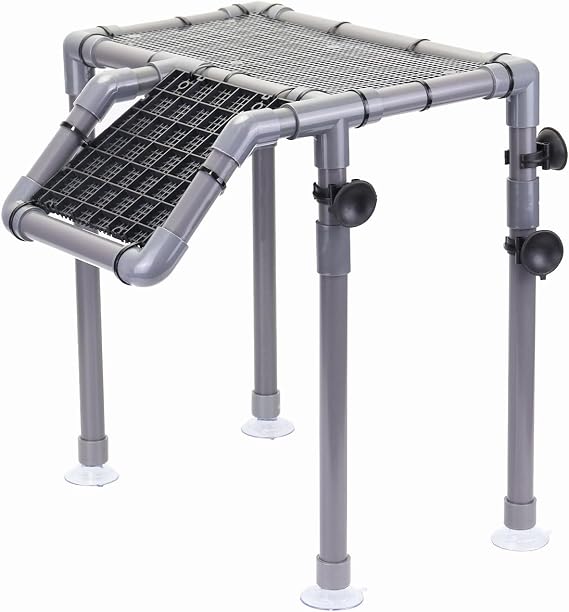Extra Large Standing Turtle Basking Platform, 13.4" Width Turtle Basking Area with Ramp, DIY Turtle Tank Accessories, PVC Basking Dock for Aquatic Turtles for 75/90/120 Gallon