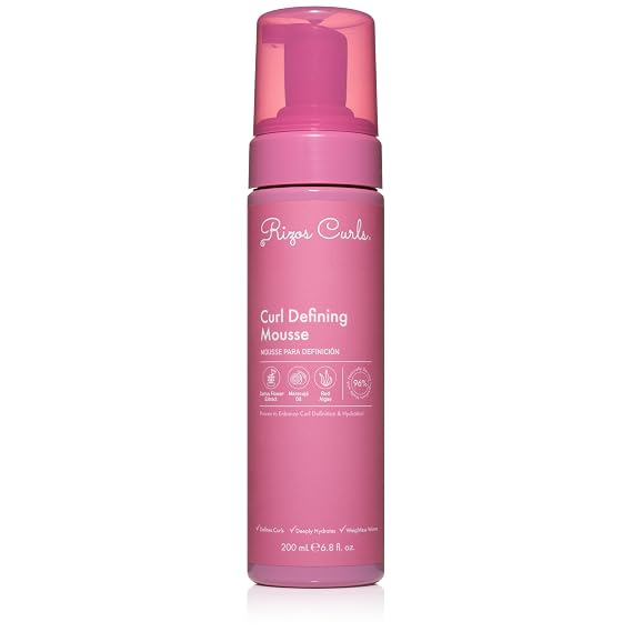 Rizos Curls Curl Defining Mousse Lightweight Foam for Volume & Hydration Shine & Definition for Every Curl Pattern: Wavy, Curly, Coily 1a4c Hair Types Sulfate & Paraben Free