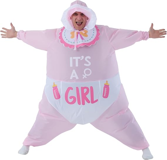 Inflatable Baby Costume for Adult, Gender Reveal Suit, Blow Up Costume for Men Women, Halloween, Christmas, Cosplay