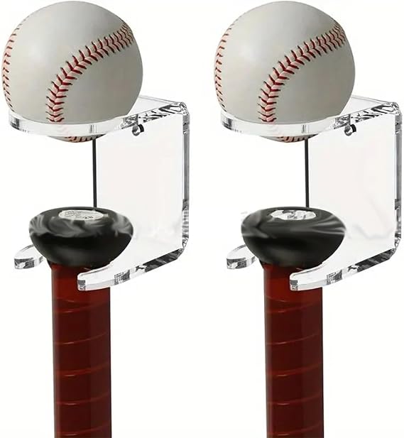 2Pcs Wall Mount Acrylic Baseball Bat Rack (Clean)