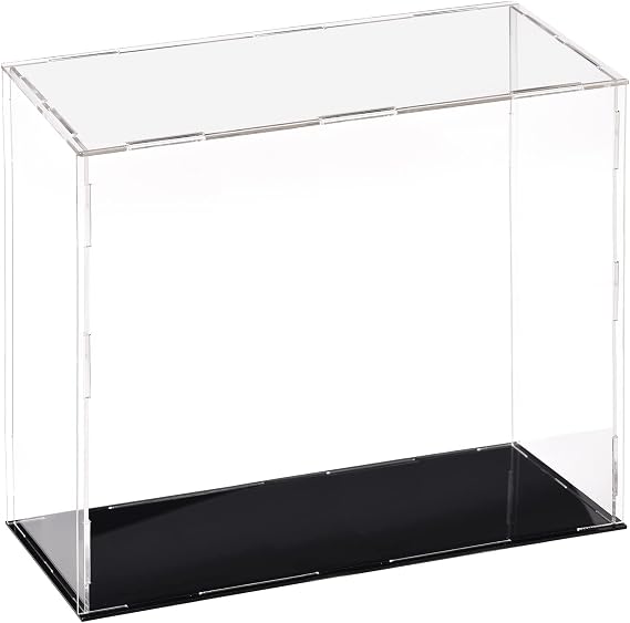 Acrylic Display Case, 30 x 10 x 25cm Dustproof Clear Showcase | Clear Acrylic, Black Base, Assemble Design, For Action Figures, Toys And Collectibles, Countertop And Home Display