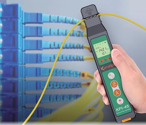 Optical Fiber Identifier Komshine KFI-45-40dBm-10dBm Built in OPM, VFL | Suit For 0.25/0.9/2.0/3.0mm Fibers, Built in Optical Power Meter -70~+10dB Traffic Detector+Visual Fault Locator +LED Light
