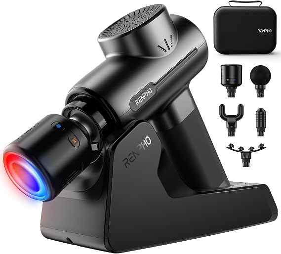 RENPHO Massage Gun with Heat & Cold, App with Tutorials, Charging Cradle