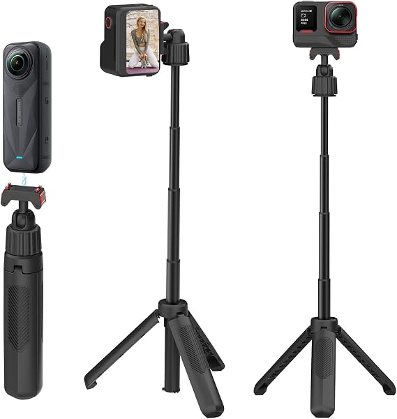 40cm/15.75" Selfie Stick Tripod Stand for Insta360 Ace Pro 2 Insta 360 X5 Accessories, Magnetic Quick Release Mini Extension Rod Shorty Handle Grip Monopod Extended Pole for Ace Pro Accessory