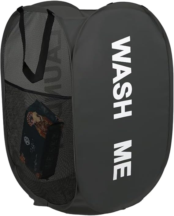 KIAYOO Collapsible Laundry Basket,75L Large Washing Basket Foldable Folding Dirty Clothes Hamper with Side Pocket Bag,Pop up Washing Bin Bag for