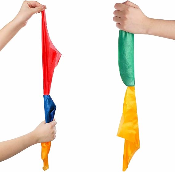 2-Pack Color-Changing Scarves Magic Set - Perfect for Street Magic, Parties, and Shows - Magic Tricks -Blue, Yellow, Red, Green