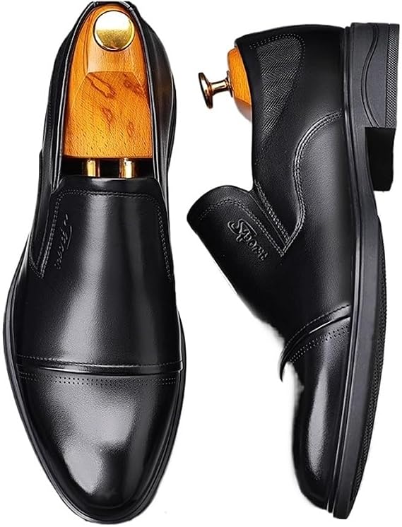 Men's leather shoes business men's shoes casual shoes(Nero,8.5 UK)