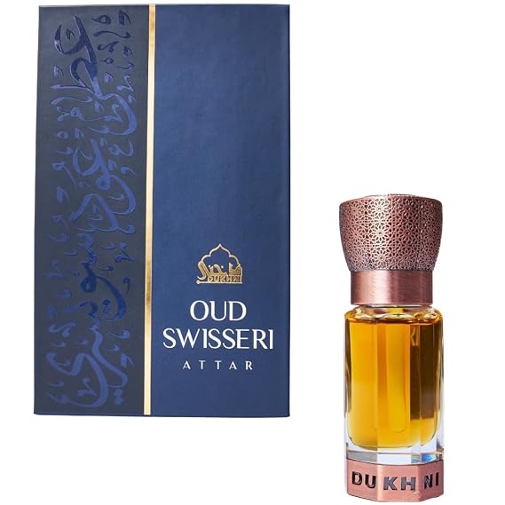 Dukhni Oud Swisseri Attar 6ml Arabian Oudh Perfume Oil | Islamic Gifts | Modern Oud Attar for Men & Women | Premium, Non-Alcoholic, Vegan, Long Lasting Oudh Perfume| Premium Gift For Women & Men