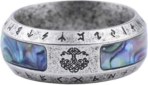 Viking/Celtic Knot Design Band with Carbon Fiber Inlay,Fashion Tungsten Stainless Steel Vikings Tree Of Life Rings For Men,Vintage Celtic Knot Ring Punk Biker Amulet Jewelry (Size 7)