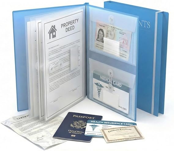 Important Document Organizer, Folders for Documents, Family File Folder Organizer with Elastic Band, Binder Organizer for Paper, Certificates, Passports, Photos, 1 pc