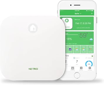 Netro Smart Sprinkler Controller 6 Zones Sprinkler Timer App-Based Irrigation Controller for Garden Lawn 2.4GHz WiFi Weather Service Plant Database APP Community Rain Skips Compatible with Alexa