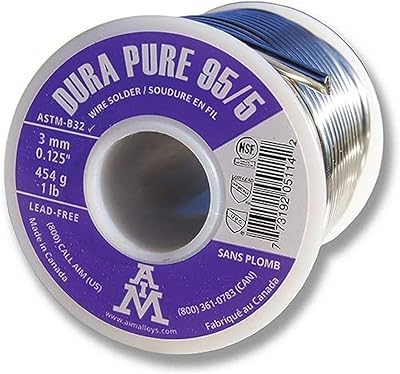 AIM Dura-Pure 95/5 Lead-Free 0.125inch Solid Solder Wire for Plumbing Repairs (454g / 16oz)