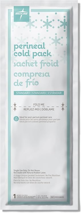 Medline Standard-Absorption Perineal OB Cold Packs, 4.5" x 14.25", 24 Count