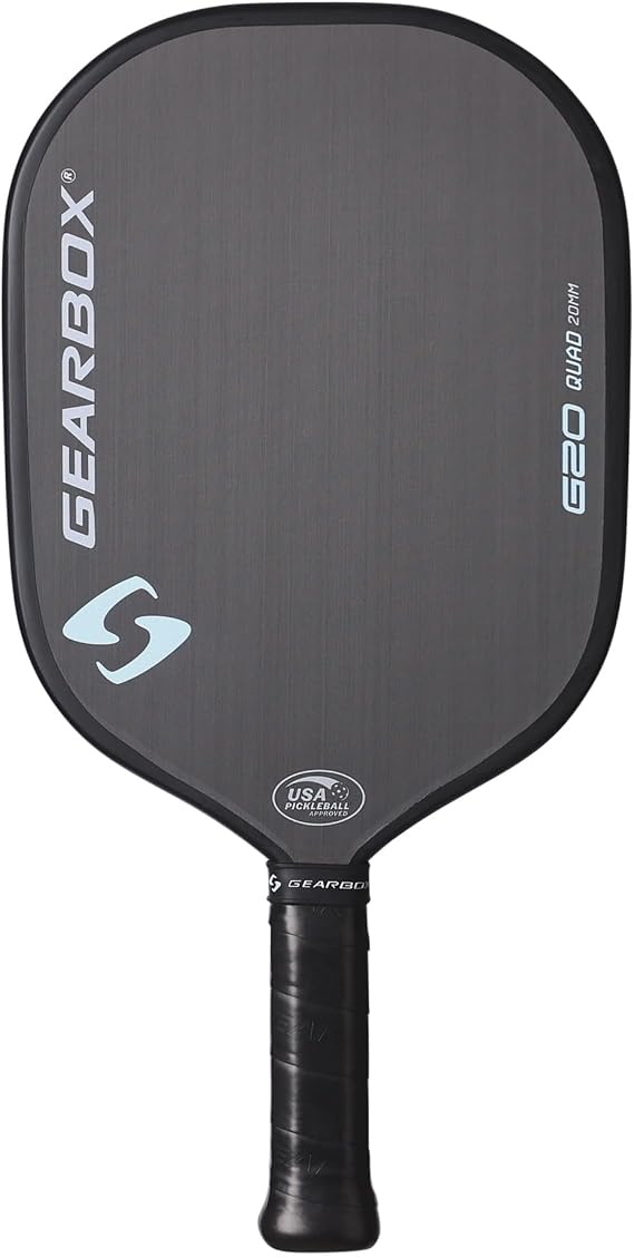 Gearbox G20 Pickleball Paddle 20mm Honeycomb Core, Raw Carbon Fiber Surface, One-Piece Molded Construction Control, Spin & Power Lightweight 8.0 oz Paddle for All Skill Levels