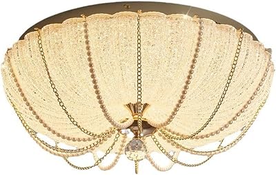 Modern Flush Mount Ceiling Light, Ceiling Lamp with Chalazie Shade, Rustic Round Ceiling Light Fixture for Kitchen Island Dining Room Bedroom Foyer Hallway Entryway