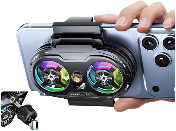 Semiconductor Phone Cooler with Dual Fans- Dual-Core Gaming Radiator with Real-Time Temp Display- 3 Modes Adjustable Clip for iPhone For Android Live