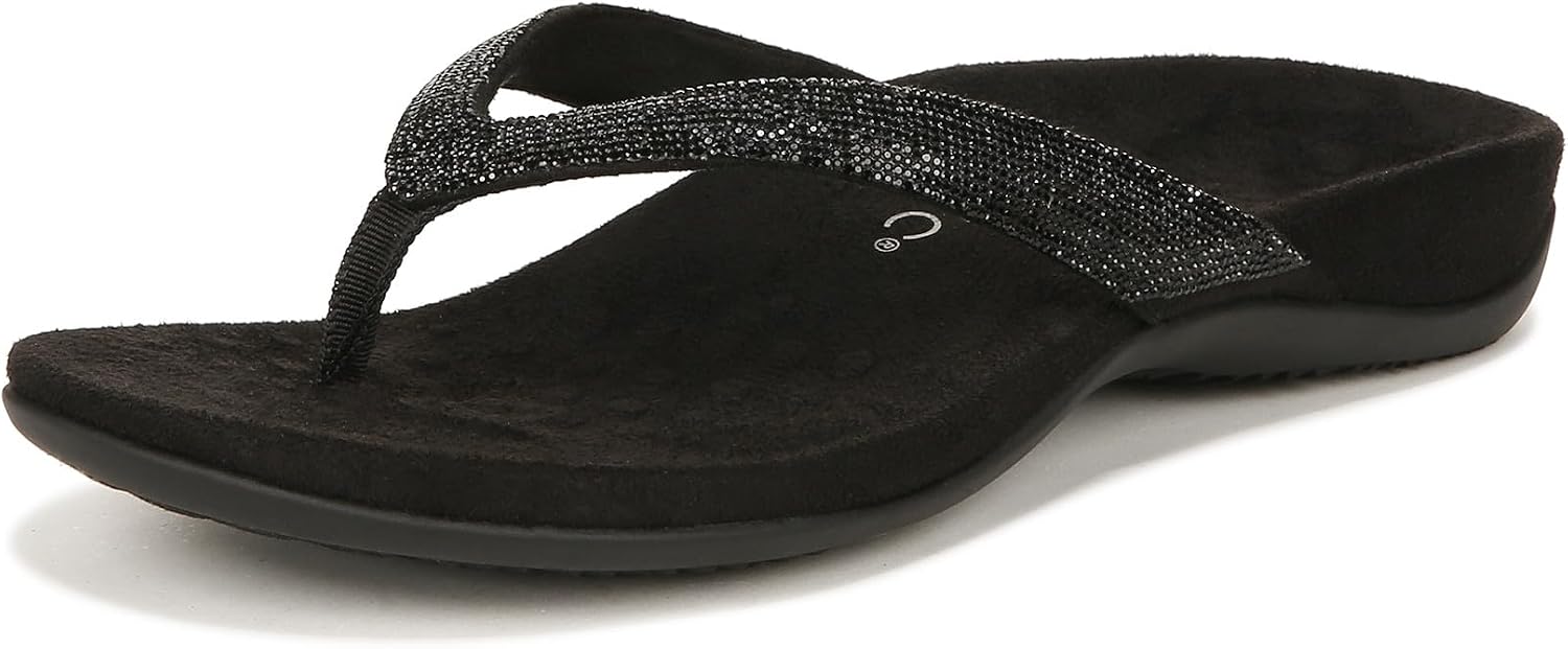 Vionic Women's Flip Flop Dillon Shine Supportive Sandals – Comfortable Ladies Slides That Include VIO MOTION Technology Orthotic Insole With Built-in Arch Support, Helps Heel Pain, Plantar Fasciitis