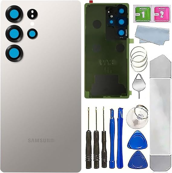 Rear Back Glass Replacement Compatible with Samsung Galaxy S25 Ultra 6.9-inches,Back Cover Waterproof Housing Door with Camera Glass Lens and Tape Parts with Reparing Toolkit (Gray)