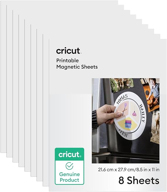 Cricut Printable Magnet Sheets - 8.5 in x 11 in (8 Count) | Thin, Flexible, Compatible with Your Inkjet Printer - Works with Cricut MakerTM, ExploreTM, JoyTM Xtra, VentureTM