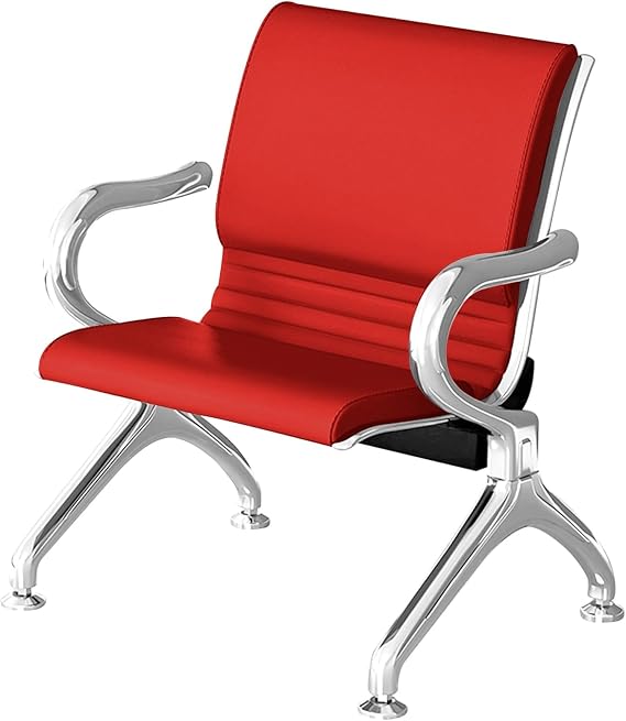 Waiting Room Chairs, Reception Chairs with Back and Arms, 1-Seat Waiting Room Furniture with 4cm/1.6in PU Seat Cushion for Airport, Bank, Hospital, Salon, Market, School(Red)