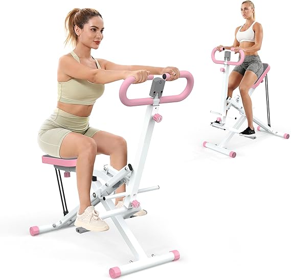 Squat Machine for Home, Assist Trainer for Glutes Workout Foldable with Resistance Bands, for Botty Glutes Butt Thighs, Ab Back/Leg Press Hip Thrust for Home Gym Fitness-Pink