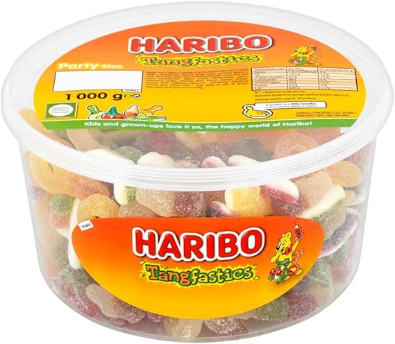 HARIBO Tangfastics Party Tub 1kg – Fizzy & Fruity Jelly Sweets – Bulk Share Size