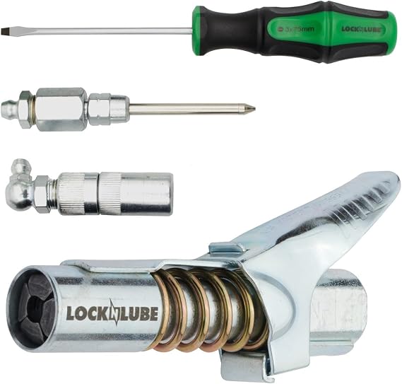 LockNLube Grease Coupler Bundle + 3 Greasing Accessories