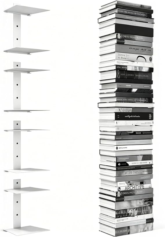 Floating Bookshelf, 8 Tier Invisible Book Shelves, Wall Mounted Bookshelves