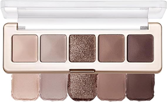 Neutral Nude-Brown Eyeshadow Palette, highly pigmented, blendable, long-lasting eyeshadow and contour palette for a gentle everyday glamour makeup for mature eyes, 01