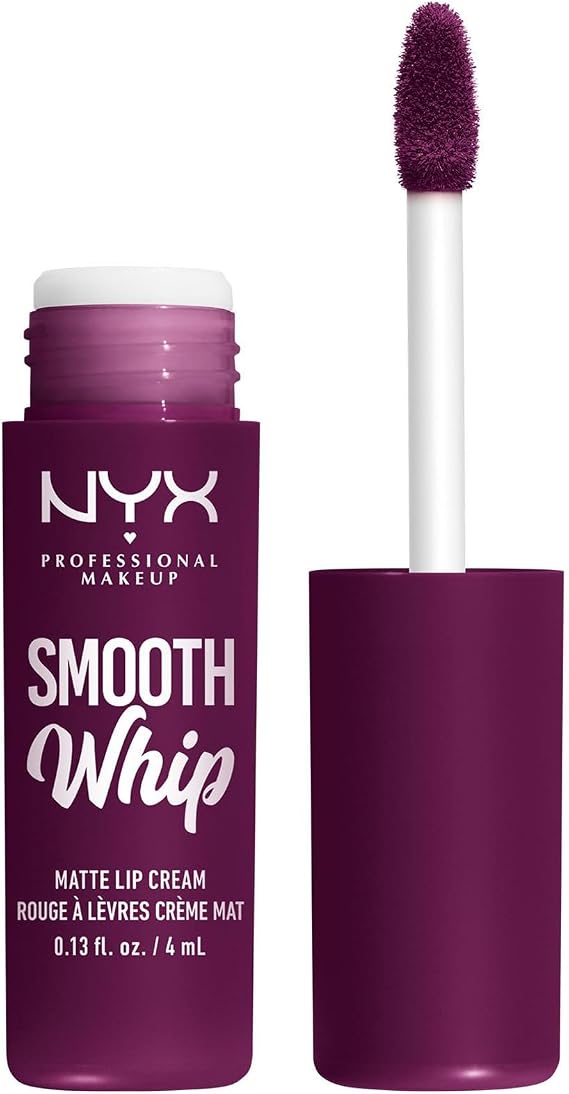 NYX Professional Makeup Liquid Lipstick, Matte Lip Cream, Ultra-Vibrant Shades, With Shea & Cocoa Butter, Smooth Whip, Shade: Berry Bed Sheets