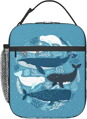 Ocean Whale Sea Animals Lunch Bag Insulated Lunch Box Reusable Lunchbox Waterproof Portable Lunch Tote For Men Boys