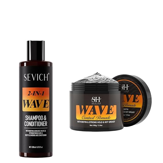 SEVICH 360 Wave Control Pomade for Men & SEVICH 2-in-1 Wave Shampoo