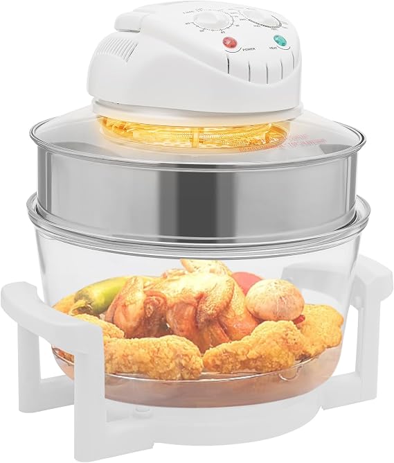 Glass Air Fryer Non Toxic 18QT Multifunction Large AirFryer with Glass Pot 360 Viewable Non-Slip 60 Min Timer for Home Use