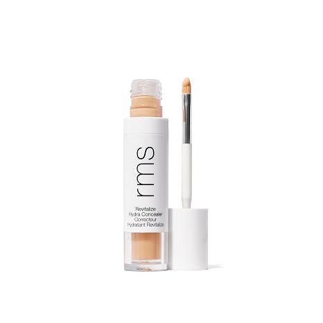 RMS Beauty Revitalize Hydra Concealer Liquid Complexion Perfector | Skincare-infused hydrating liquid concealer with built-in brush applicator. Medium coverage, lightweight, creaseproof.