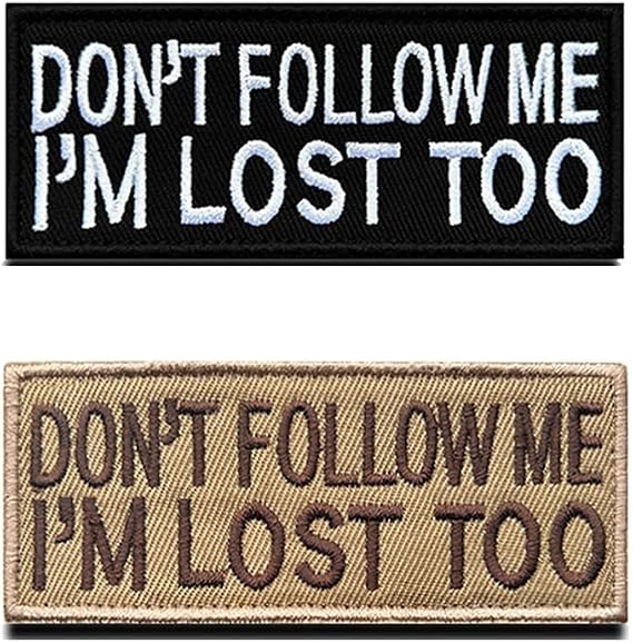 2 PCS I'm Lost Too Funny Patch Embroidered Tactical Applique Emblem Hook and Loop Badge Patch for Backpacks,Jeans,Coat,Pants,Clothes,Hats,Jackets,Pouch,Helmets,Uniforms,Bags,Vests,Armband