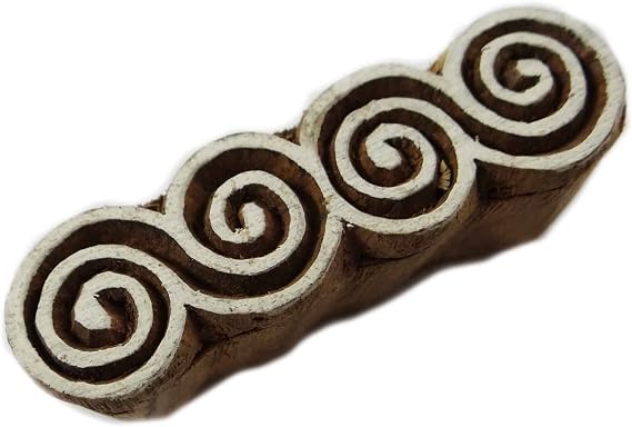 Knitwit Spiral Pattern Block Hand Design Wooden Block Textile Print On Fabric Stamp