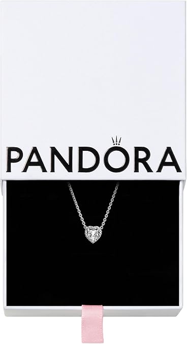 Pandora Jewelry Elevated Heart Cubic Zirconia Necklace in Sterling Silver, 17.7", No Box