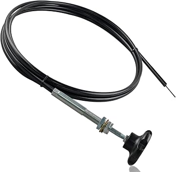 OCHIKI 15Ft PTO Control Cable with 2 Inches Black Knob, Dump Truck Push Pull Cable Replace 55199, Durable and Wear Resistant