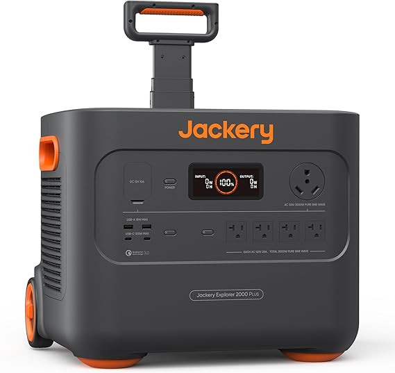 Jackery Explorer 2000 Plus Portable Power Station, 2042Wh, 3000W AC Output | LiFePO4 Battery, Expandable to 24kWh, UPS Home Backup, Solar Generator