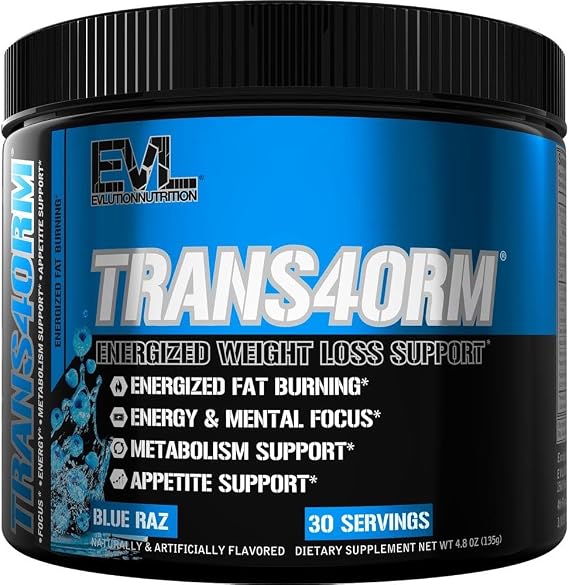 Evlution EVL Trans4orm Powder - Thermogenic Fat Burning Support - Blue Raz